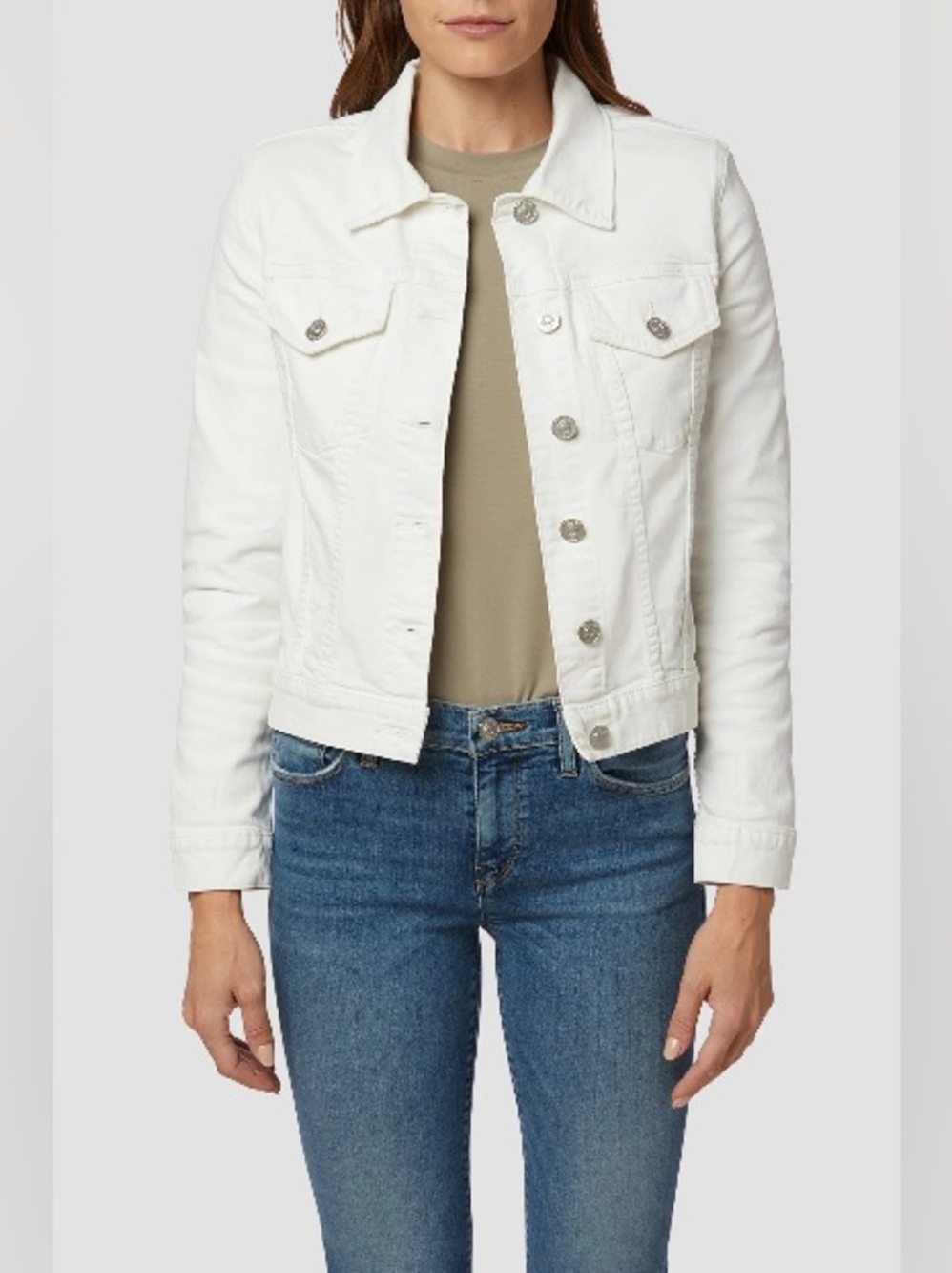 Hudson The Classic Denim Jacket Cream White Women's Denim Jacket Sz M Minimalist